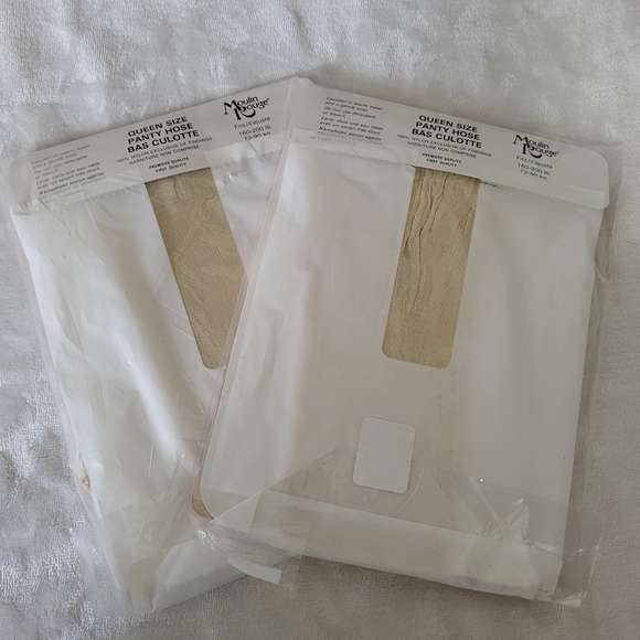 Vintage Queen Size Moulin Rouge Panty Hose - Ivory. 160-200 Lbs - Picture 5 of 8